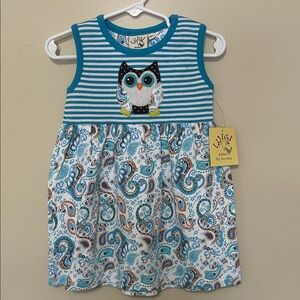 Luigi Kids- Blue Owl and Paisley Patterned  Dress